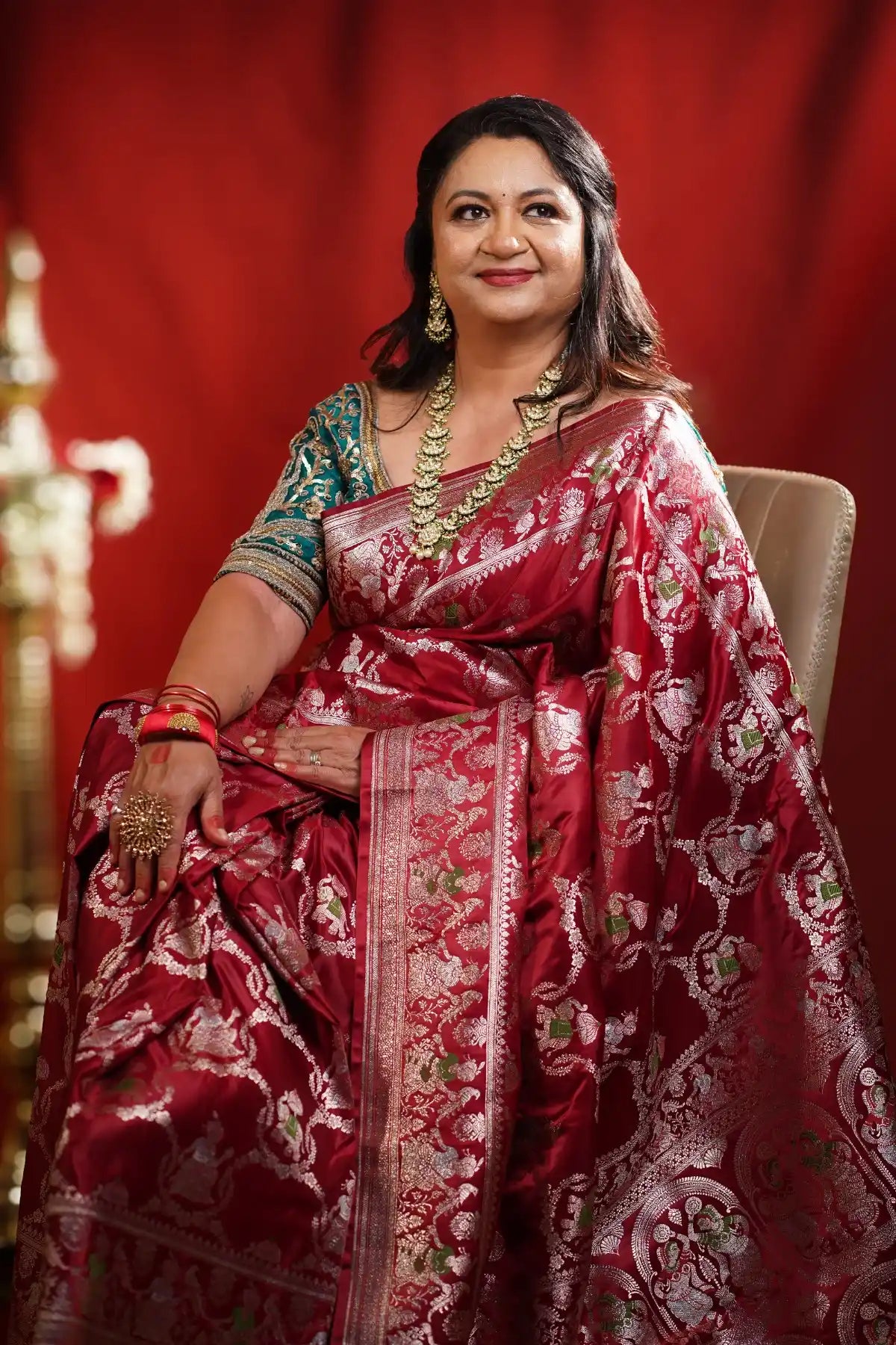 Darbari Jala — Katan Silk Saree with Meenakari