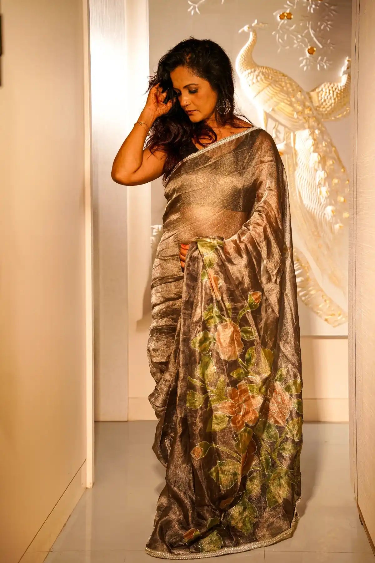 Dhumra — Tussar Tissue Saree