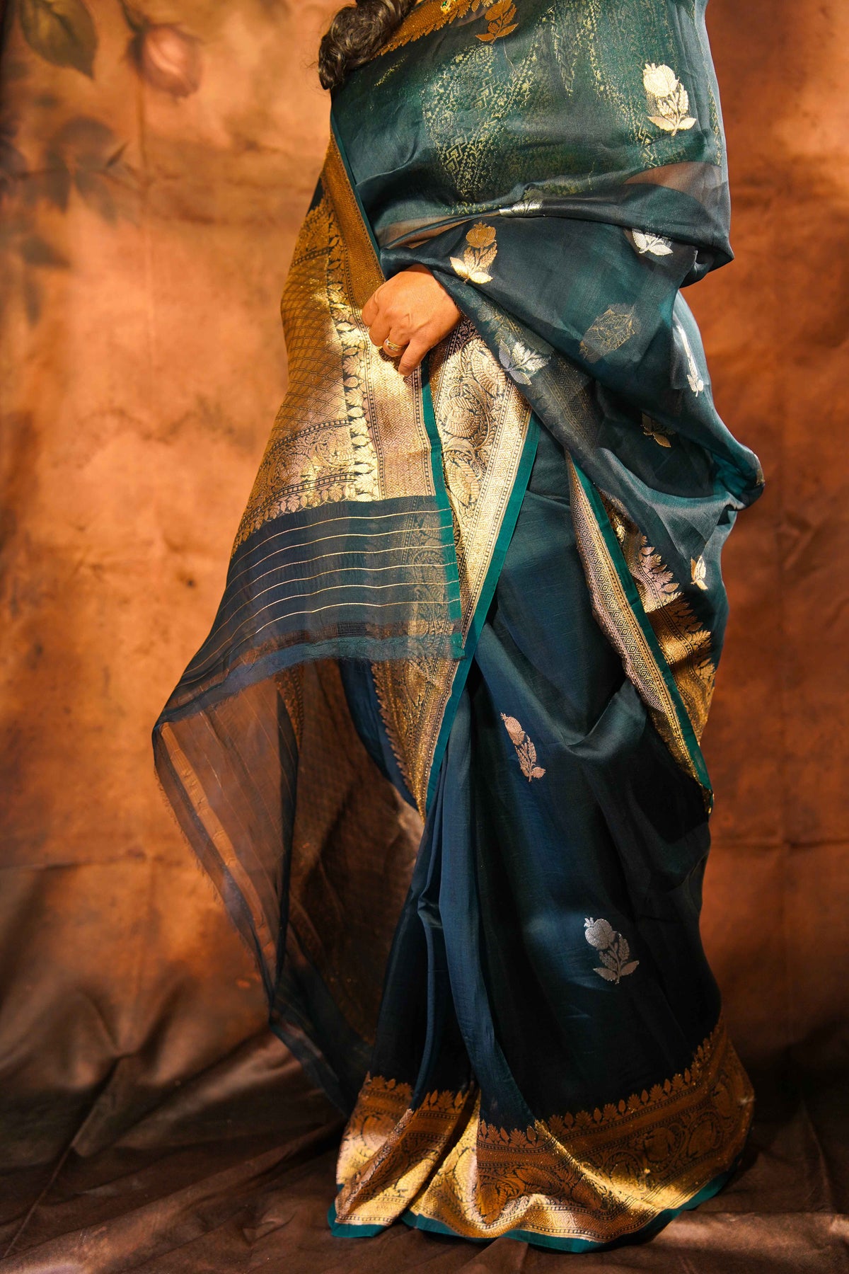 Mayūrpankh — Pure Kora Silk Banarasi Saree