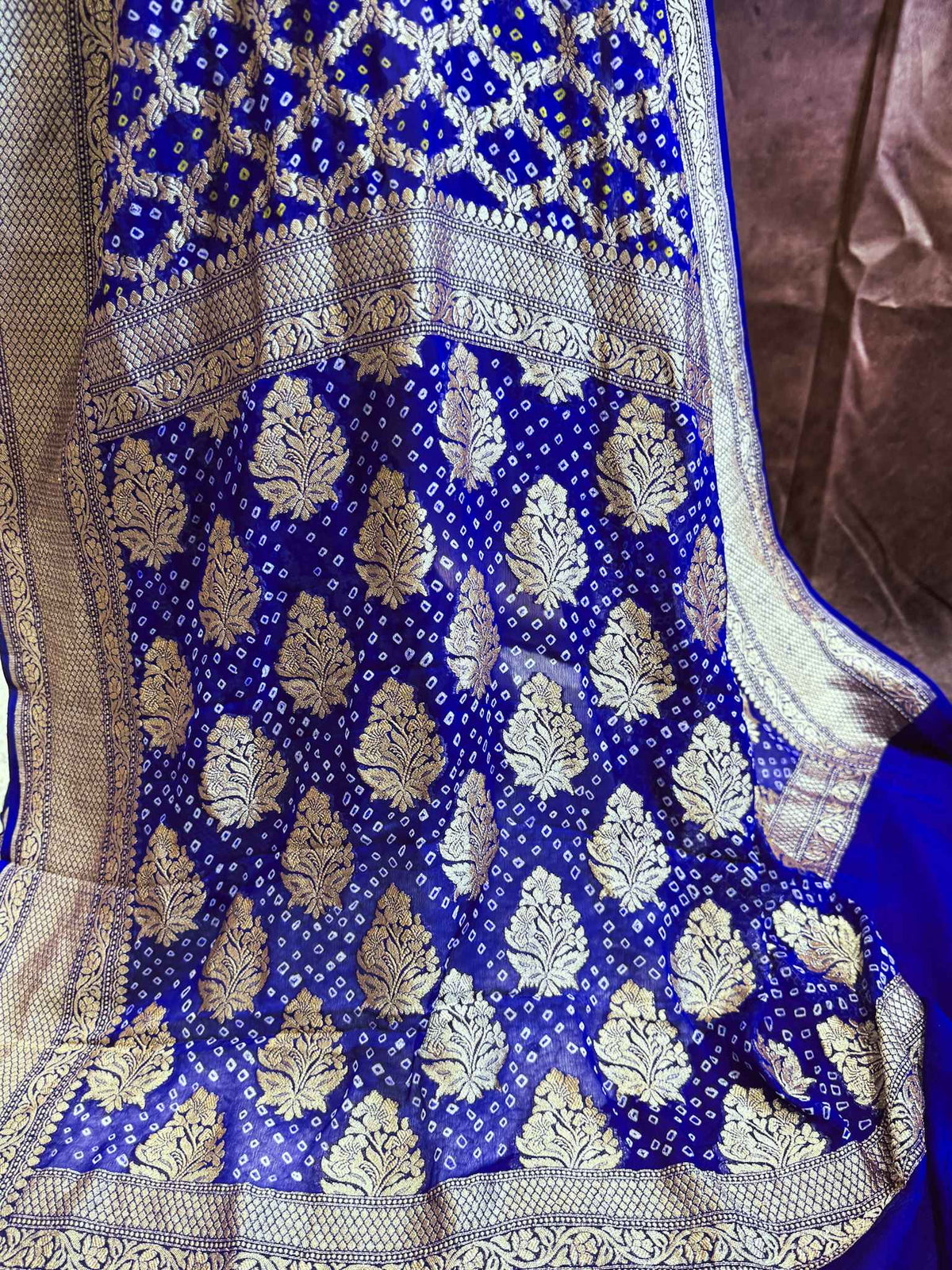 Indraneel — Georgette Khaddi Saree with Bandhani Zari