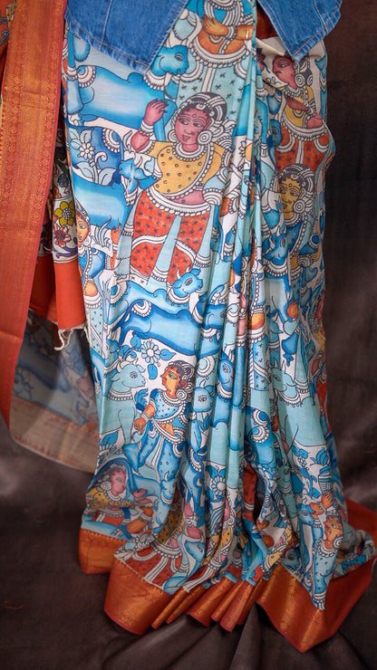 Shyāmsundari — Handpainted Kalamkari Saree