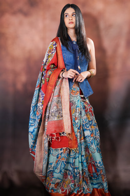 Shyāmsundari — Handpainted Kalamkari Saree