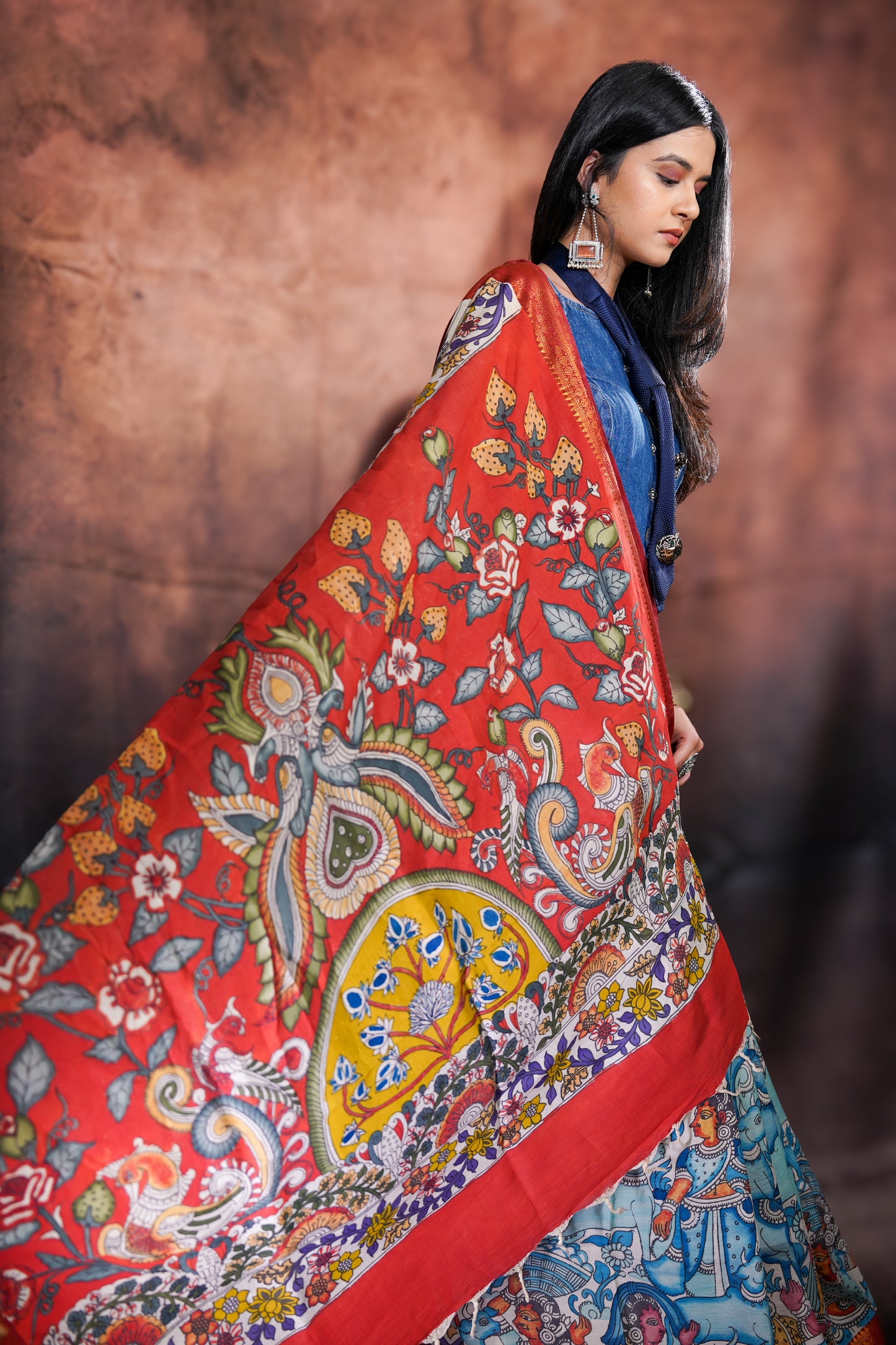 Shyāmsundari — Handpainted Kalamkari Saree
