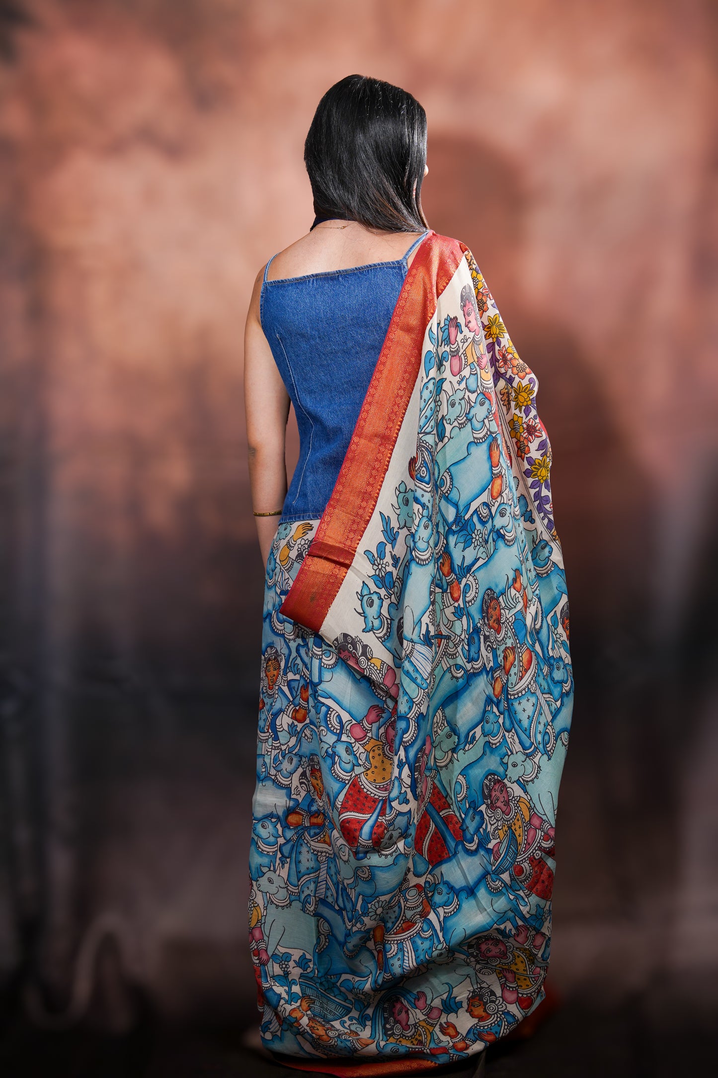 Shyāmsundari — Handpainted Kalamkari Saree