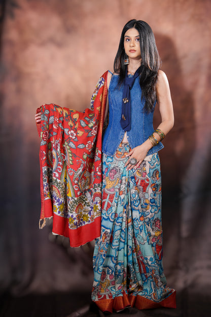 Shyāmsundari — Handpainted Kalamkari Saree