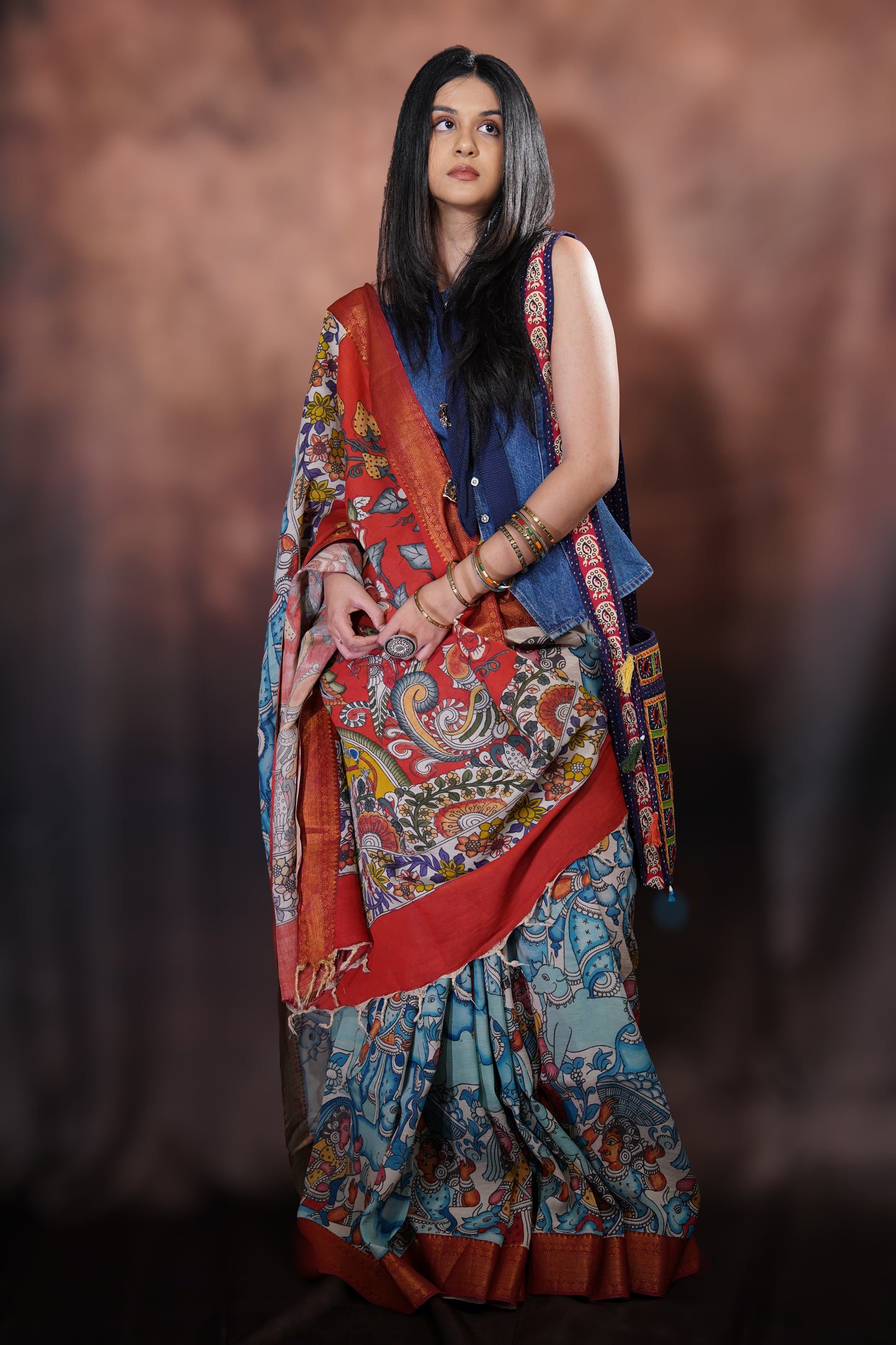 Shyāmsundari — Handpainted Kalamkari Saree