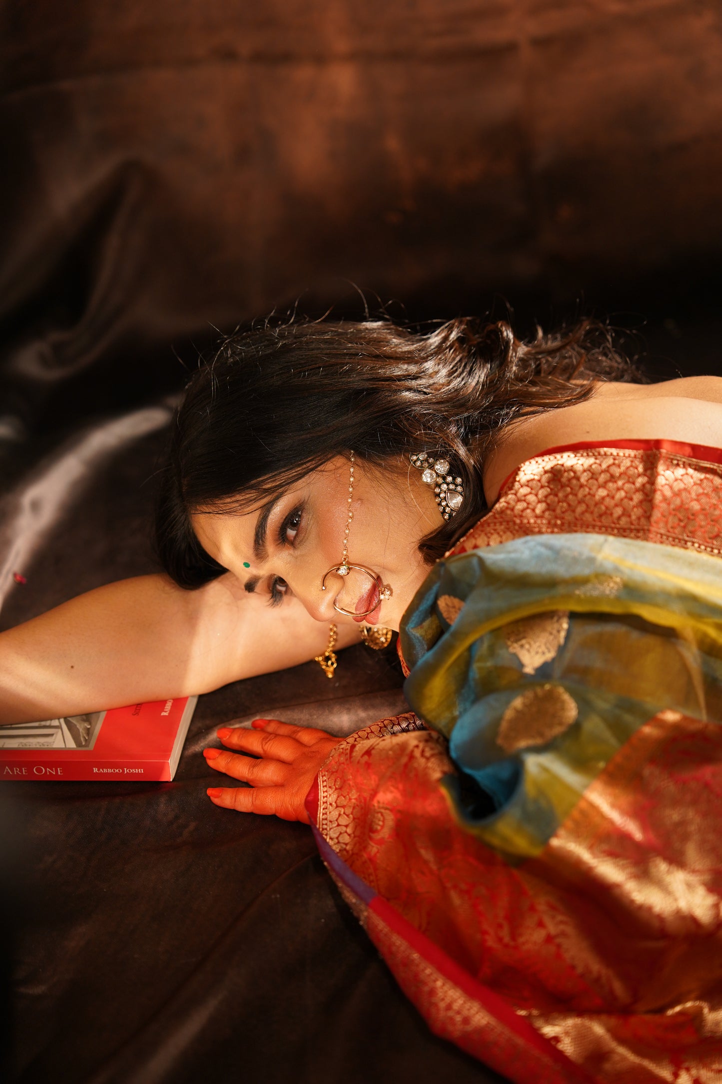 Vanahilā — Green Chanderi Silk Saree with Red Border