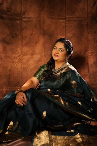 Mayūrpankh — Pure Kora Silk Banarasi Saree