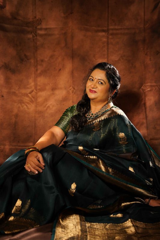 Mayūrpankh — Pure Kora Silk Banarasi Saree