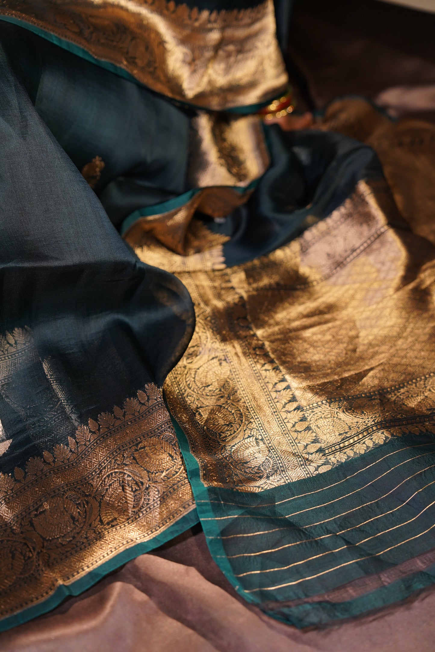 Mayūrpankh — Pure Kora Silk Banarasi Saree
