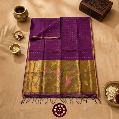 Nishantika — Pure Muslin Jamdani Saree with Woven Bird Motifs