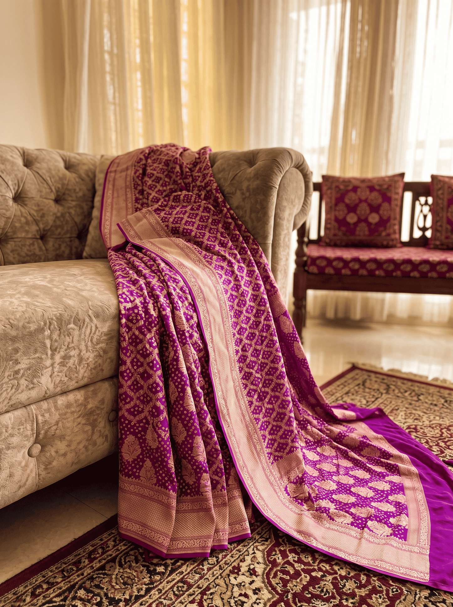 Manjari — Georgette Khaddi Saree with Bandhani Zari