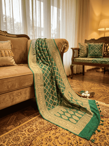 Haritambari — Georgette Khaddi Saree with Bandhani Zari