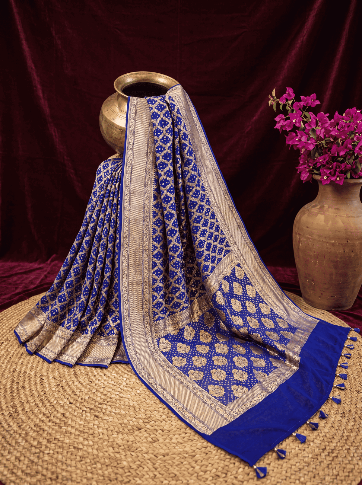 Indraneel — Georgette Khaddi Saree with Bandhani Zari