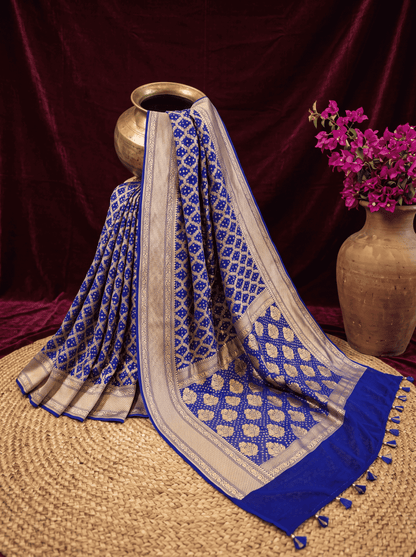 Indraneel — Georgette Khaddi Saree with Bandhani Zari