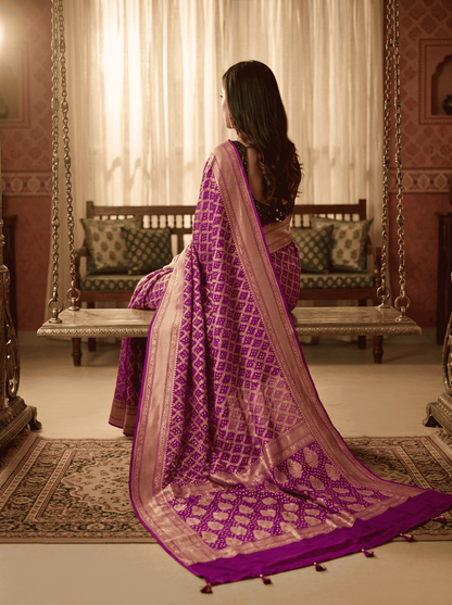 Manjari — Georgette Khaddi Saree with Bandhani Zari