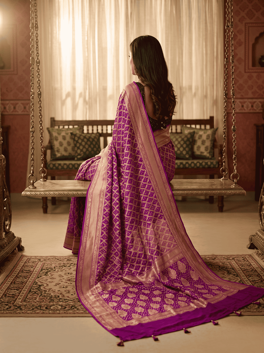 Manjari — Georgette Khaddi Saree with Bandhani Zari