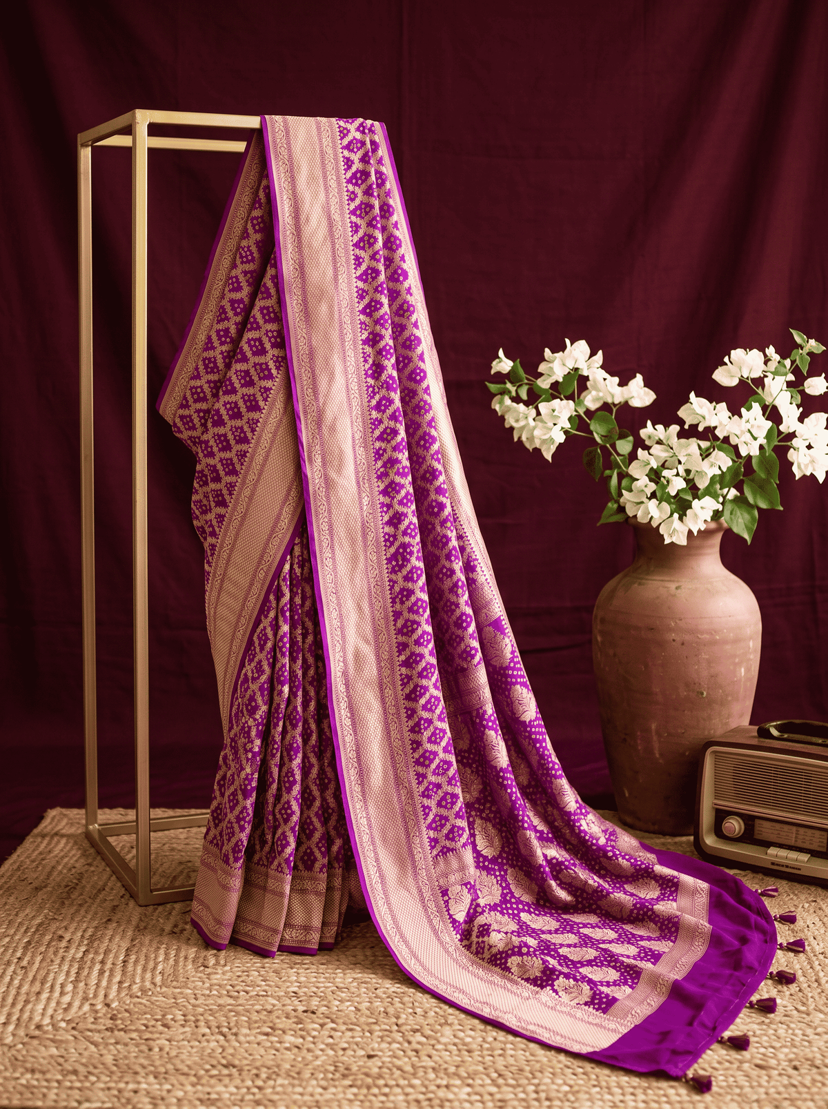 Manjari — Georgette Khaddi Saree with Bandhani Zari