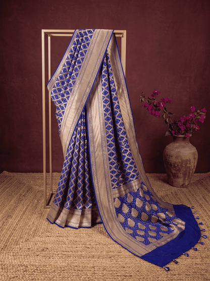 Indraneel — Georgette Khaddi Saree with Bandhani Zari