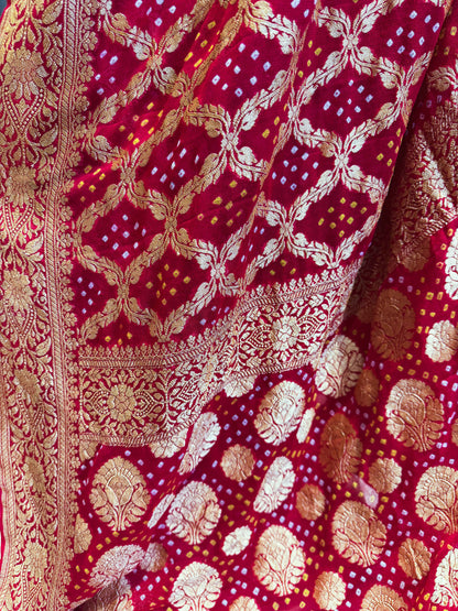 Sindooriya — Georgette Khaddi Saree with Bandhani Zari