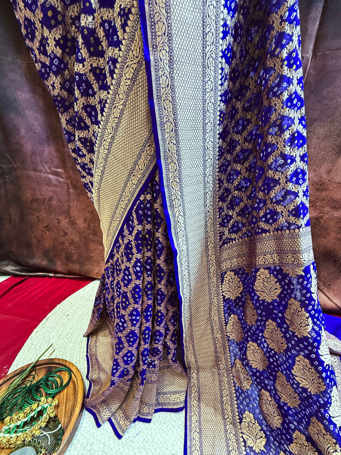 Indraneel — Georgette Khaddi Saree with Bandhani Zari