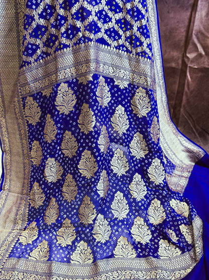 Indraneel — Georgette Khaddi Saree with Bandhani Zari