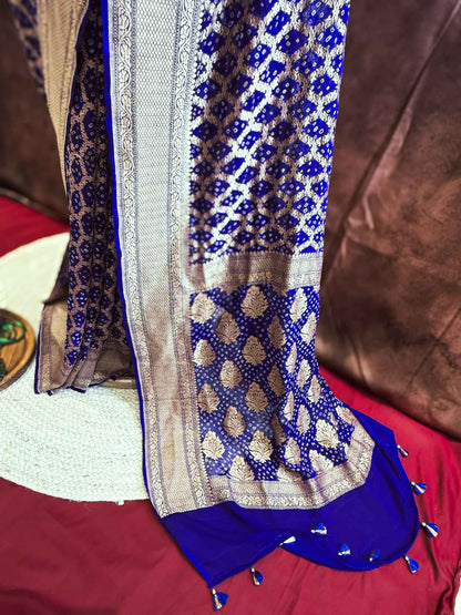 Indraneel — Georgette Khaddi Saree with Bandhani Zari