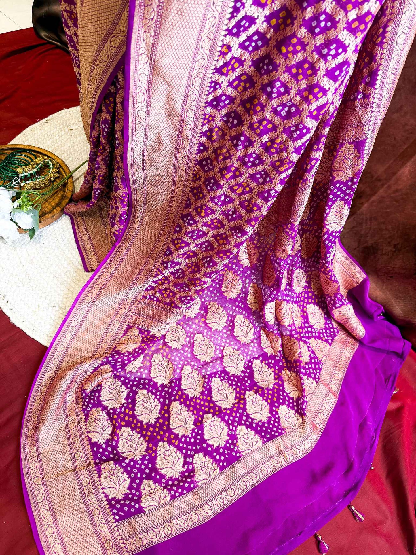 Manjari — Georgette Khaddi Saree with Bandhani Zari