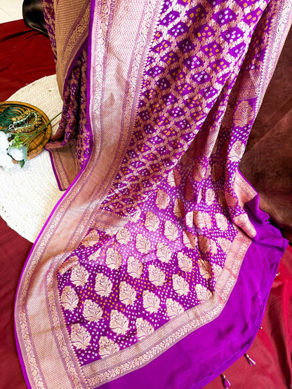 Manjari — Georgette Khaddi Saree with Bandhani Zari