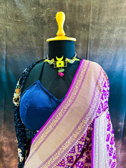 Manjari — Georgette Khaddi Saree with Bandhani Zari