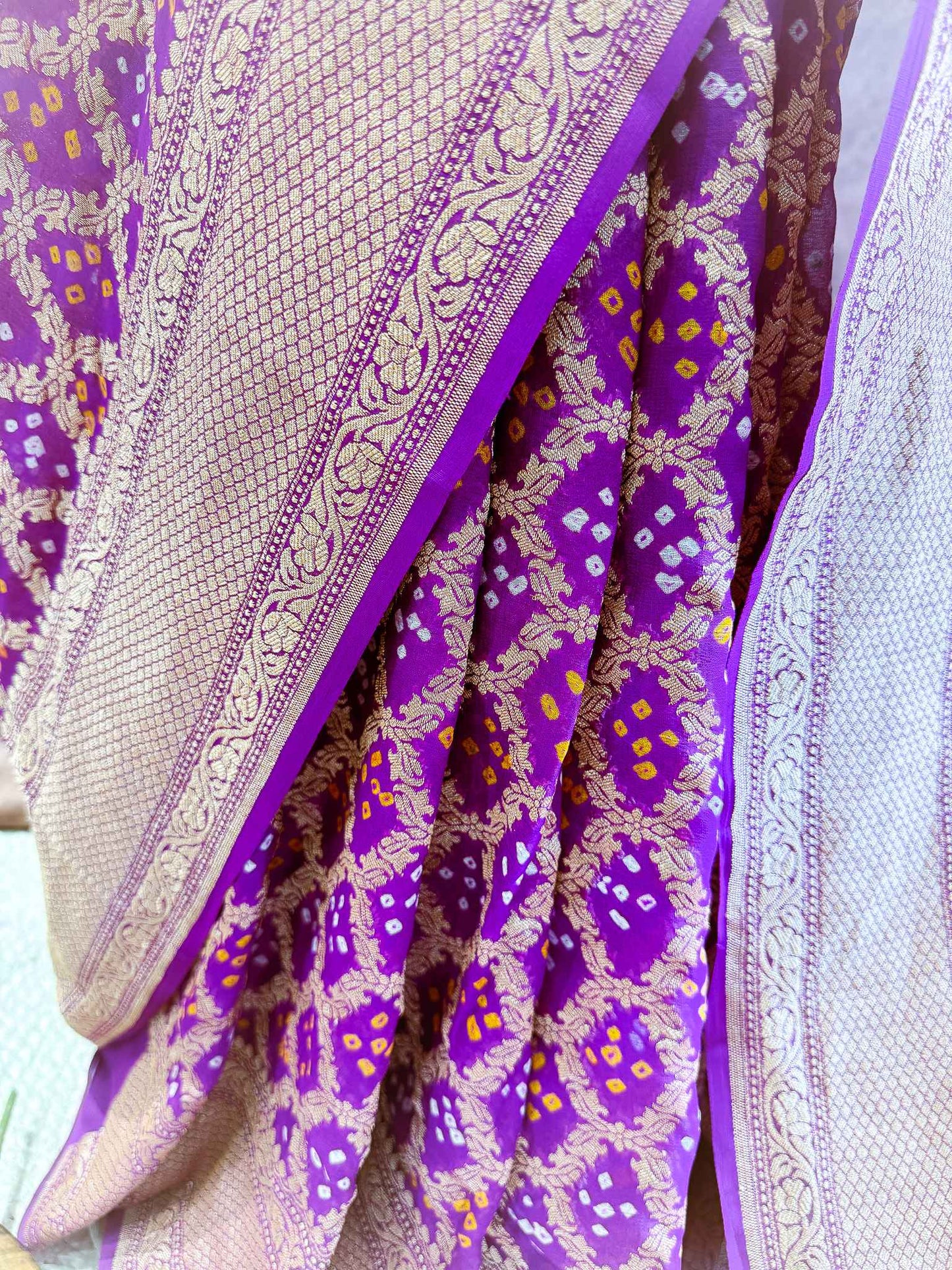 Manjari — Georgette Khaddi Saree with Bandhani Zari