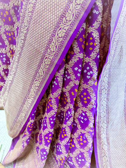 Manjari — Georgette Khaddi Saree with Bandhani Zari