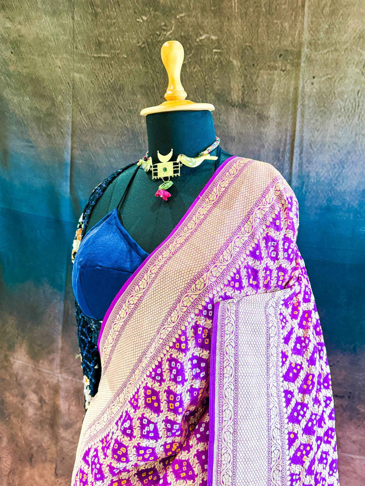 Manjari — Georgette Khaddi Saree with Bandhani Zari