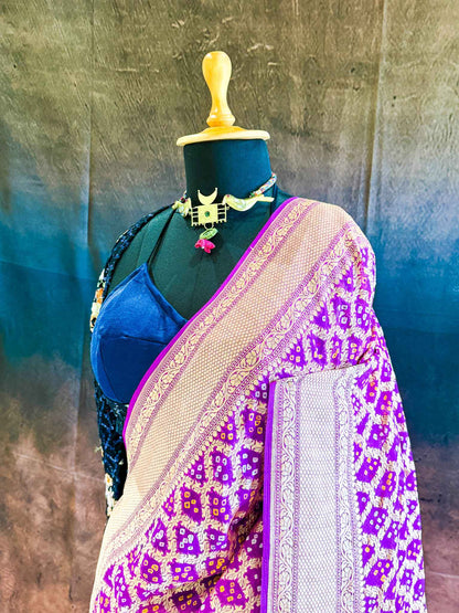 Manjari — Georgette Khaddi Saree with Bandhani Zari
