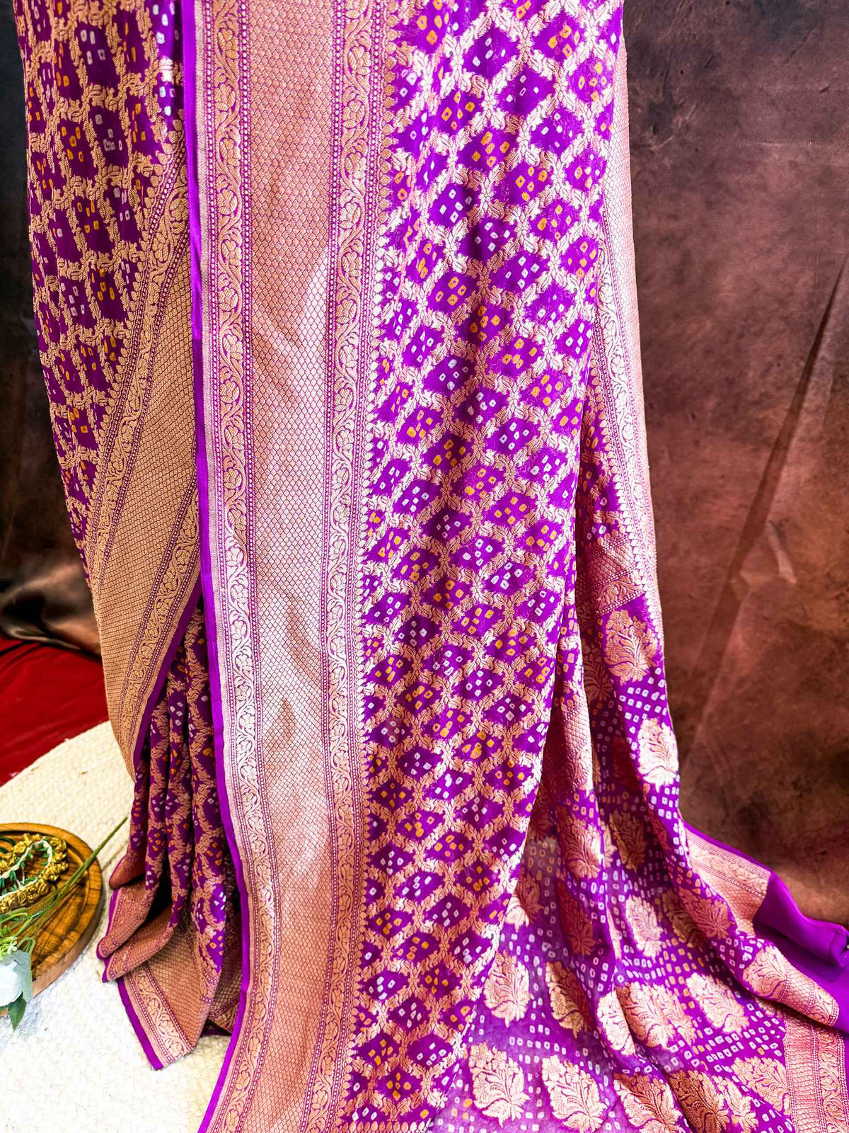 Manjari — Georgette Khaddi Saree with Bandhani Zari