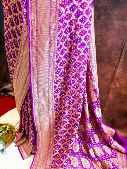 Manjari — Georgette Khaddi Saree with Bandhani Zari