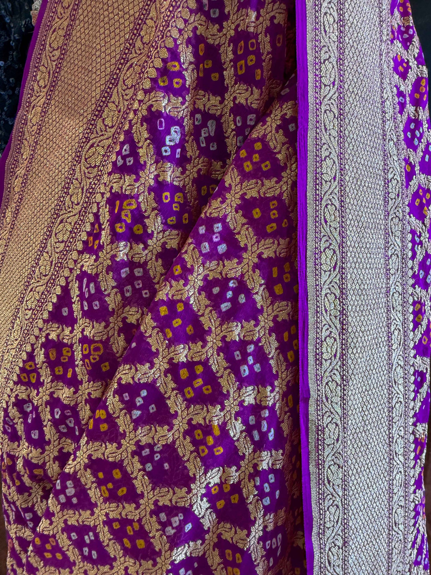 Manjari — Georgette Khaddi Saree with Bandhani Zari
