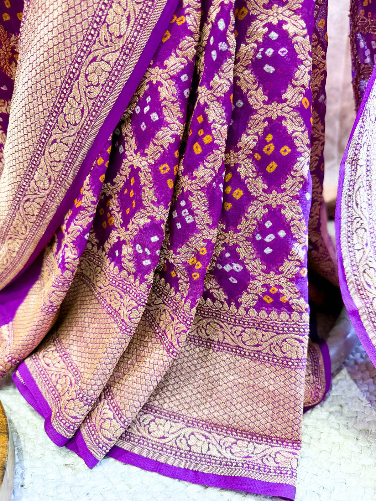 Manjari — Georgette Khaddi Saree with Bandhani Zari