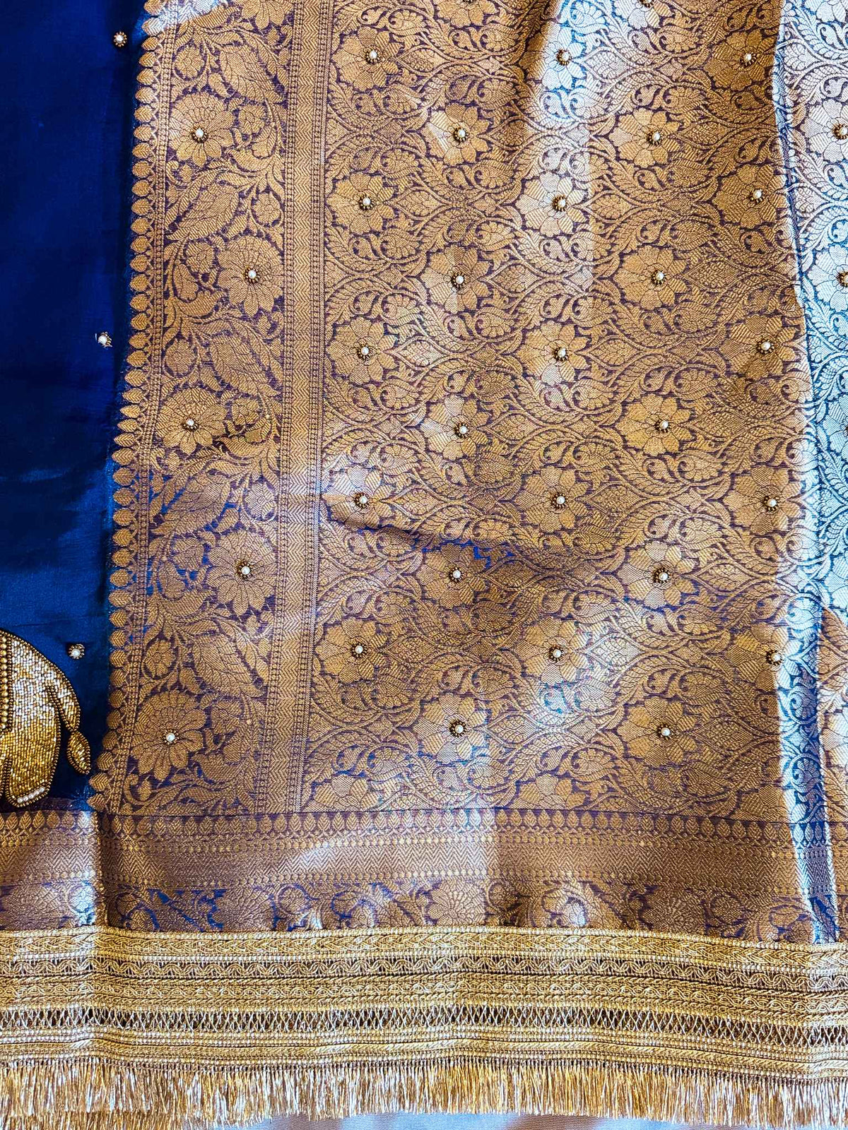 Gajmayuri — Pure Tissue Silk Saree with Hand Embroidered Elephant Motifs