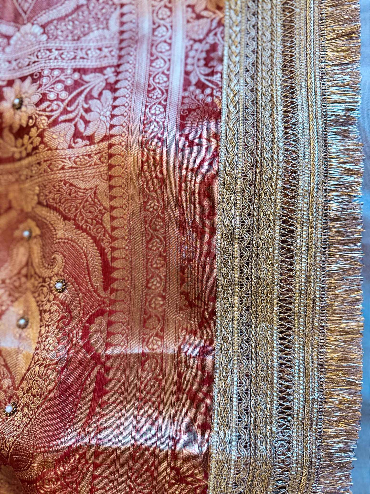 Ranasingar — Pure Tissue Silk Saree with Hand Embroidered GajaNandi Motifs