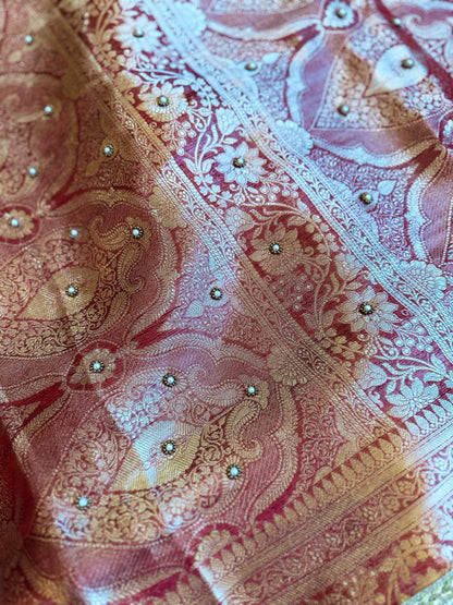 Ranasingar — Pure Tissue Silk Saree with Hand Embroidered GajaNandi Motifs