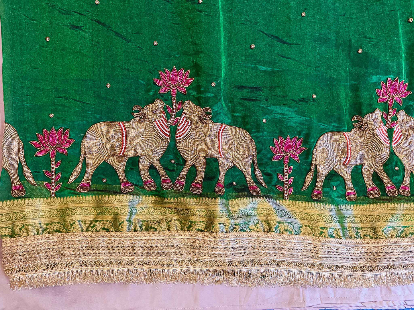 Vanashree — Pure Tissue Silk Saree with Hand Embroidered Gajanandi Motif