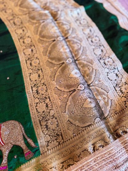 Vanashree — Pure Tissue Silk Saree with Hand Embroidered Gajanandi Motif