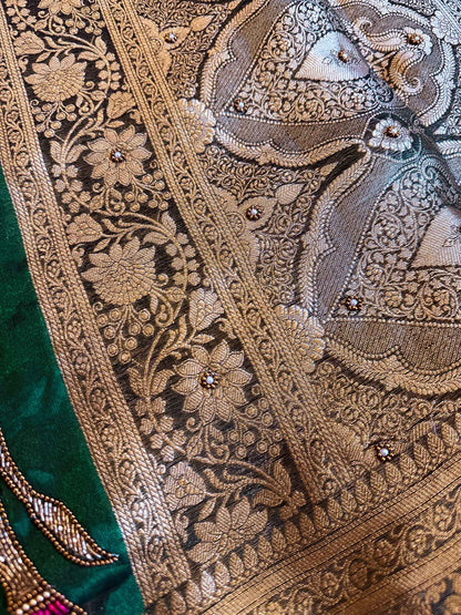 Vanashree — Pure Tissue Silk Saree with Hand Embroidered Gajanandi Motif