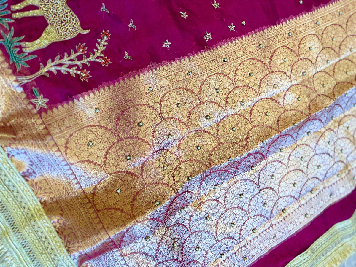 Madhuvan — Pure Banarasi Silk Saree with Radha-Krishna Beadwork