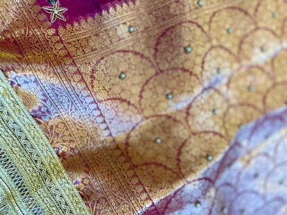 Madhuvan — Pure Banarasi Silk Saree with Radha-Krishna Beadwork