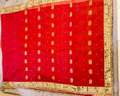 Dhoop-Chhaanv — Pure Chanderi Silk Saree with Mirror Lace Border