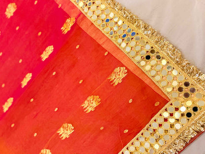 Dhoop-Chhaanv — Pure Chanderi Silk Saree with Mirror Lace Border