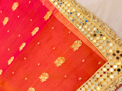 Dhoop-Chhaanv — Pure Chanderi Silk Saree with Mirror Lace Border