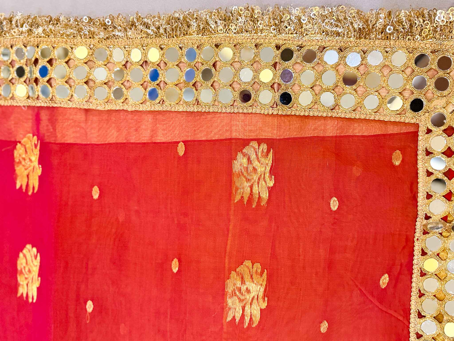 Dhoop-Chhaanv — Pure Chanderi Silk Saree with Mirror Lace Border